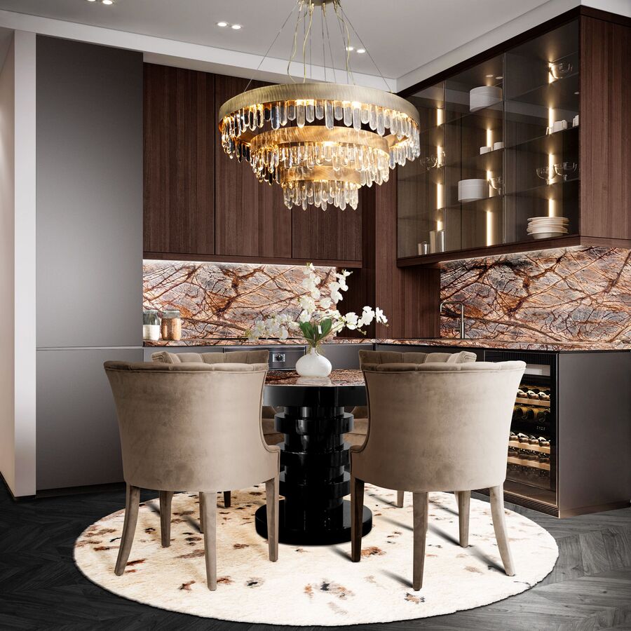 luxurious dining room with dining tables and dining chairs