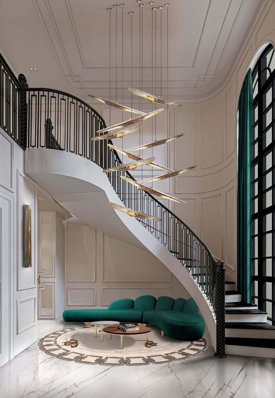 modern hallway design with comfortable sofa