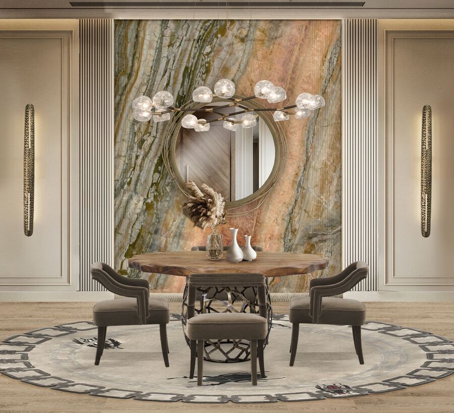 Winter Trends 2022 modern green and orange dining room