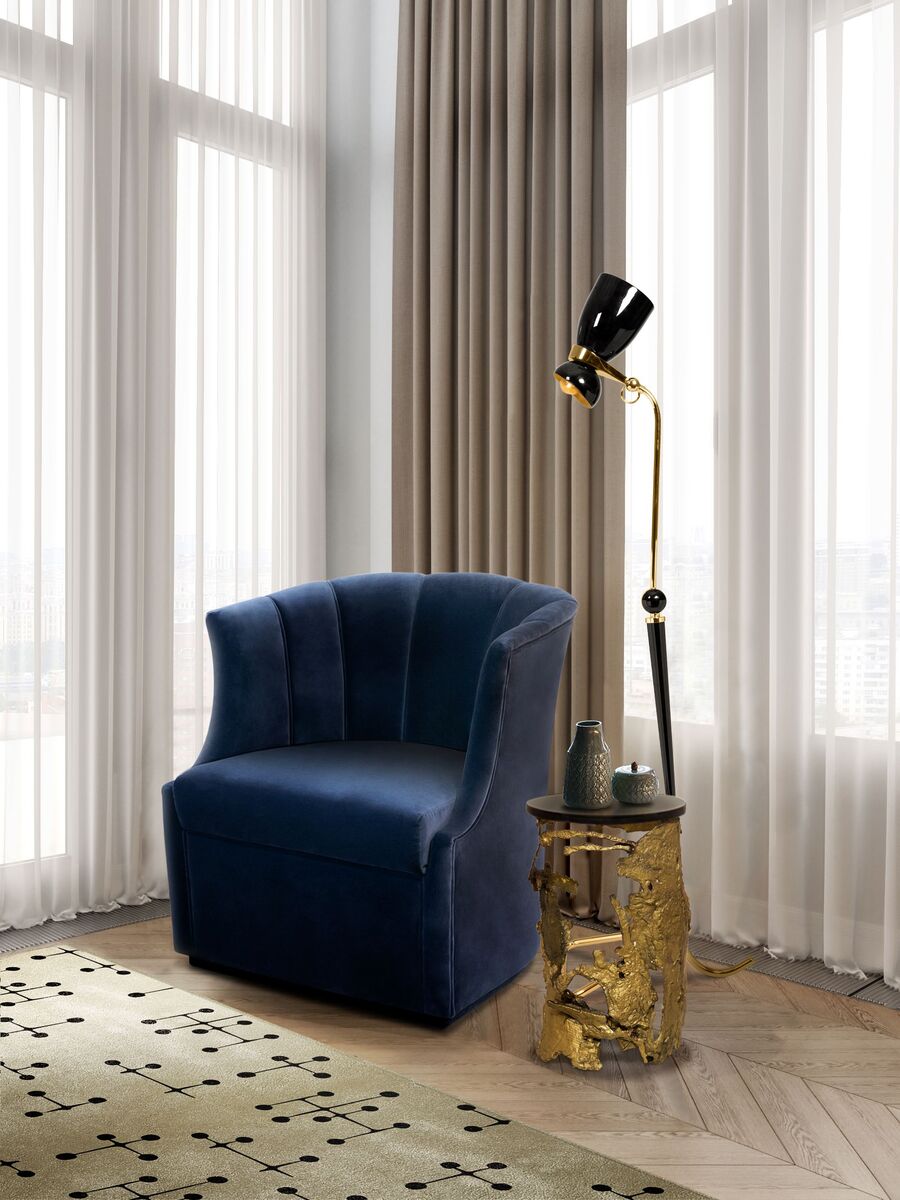 modern hallway design with swivel armchair