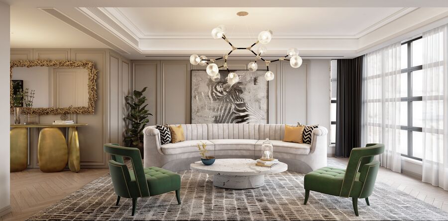 modern living room in neutral tones