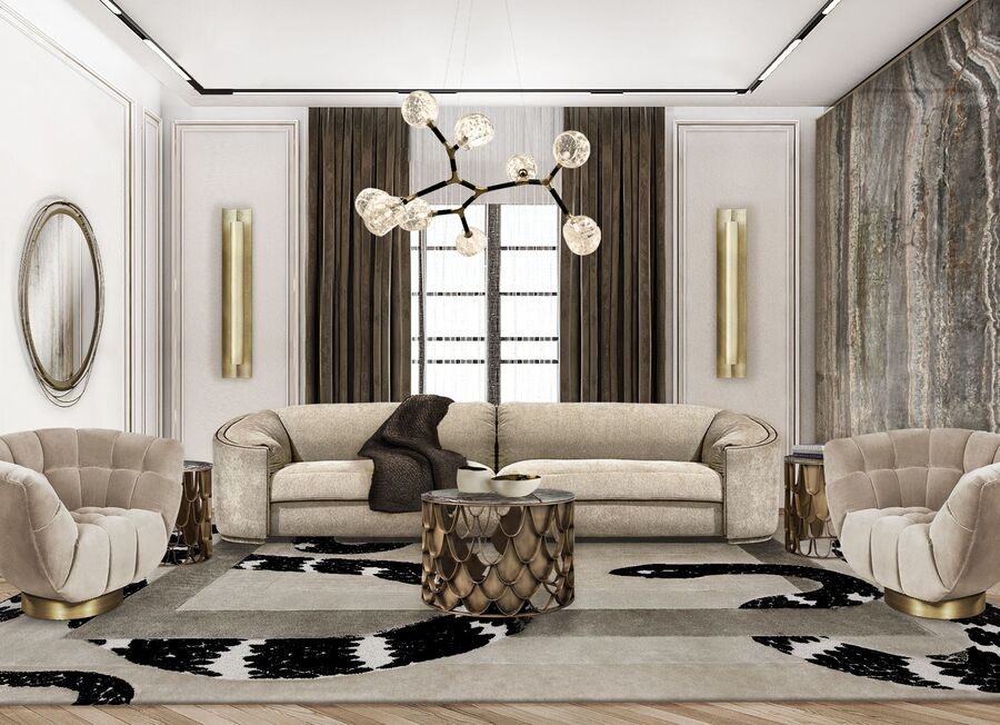 luxurious side tables for living room design with neutral tones