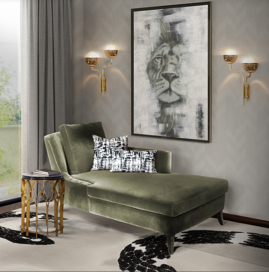 modern reading corner with chaise longue
