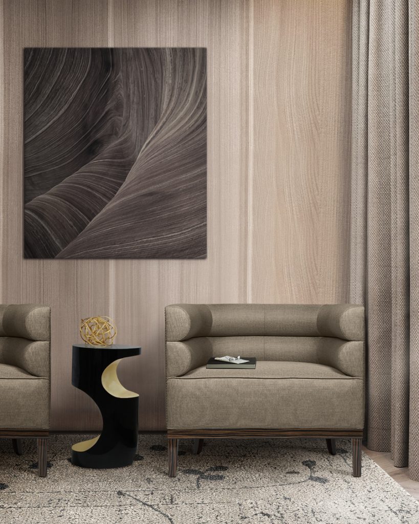 modern reading corner with modern armchair