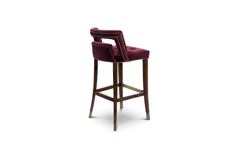 NAJ Bar Chair Contemporary Design by BRABBU is a velvet bar stool with back which will fulfill any interior decor.