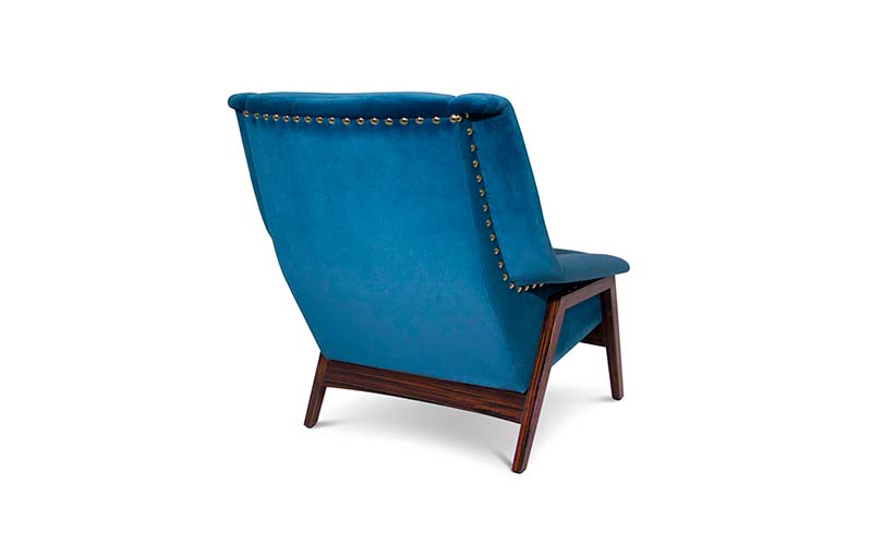 INCA Armchair Mid Century Modern Design by BRABBU recalls the Inca Empire in the shape of a velvet armchair.