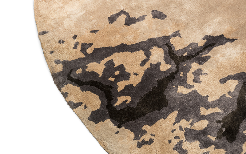 GOBI Round | Round Neutral Botanical Silk Rug by BRABBU