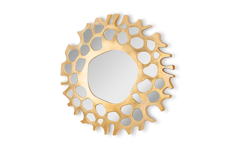 HELIOS | Golden Leaf Mirror Modern Design by BRABBU