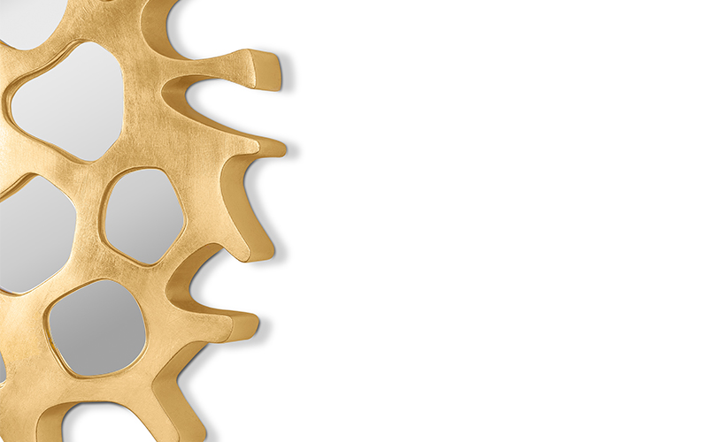 HELIOS | Golden Leaf Mirror Modern Design by BRABBU