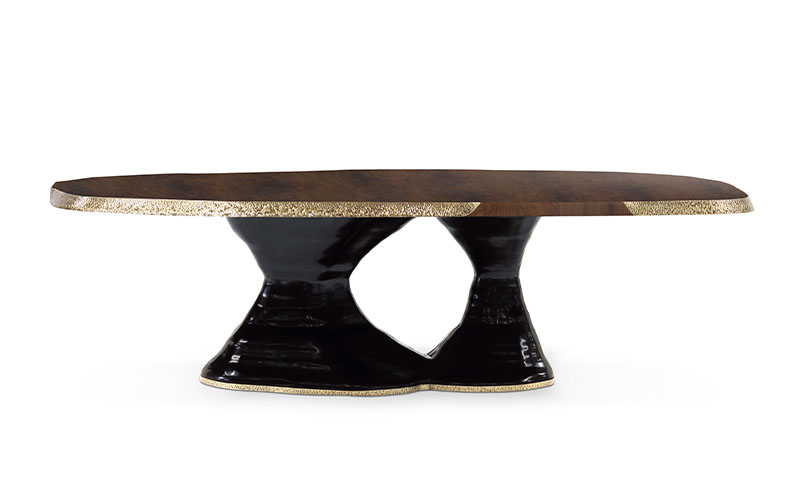 PLATEAU | Walnut Root Veneer Dining Table Contemporary Design by BRABBU
