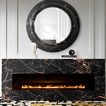Modern Entryway with Musa Fireplace and Belize Mirror