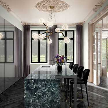 DALYAN Counter Stool, HORUS Irregular Suspension Light