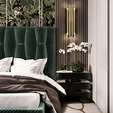 SHINTO Bedside Table, CYRUS Wall Light