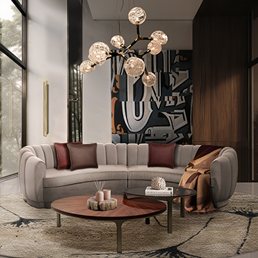 Luray Center Table, Horus Irregular Suspension Light