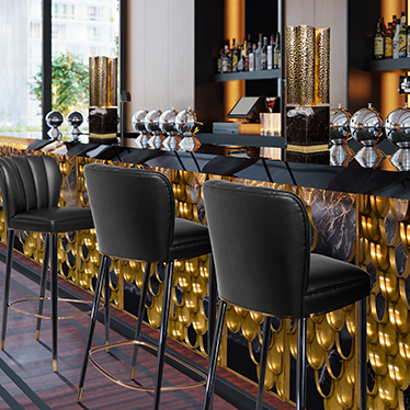 DALYAN BAR CHAIR, VELLUM TABLE LIGHT, KOI BAR 
