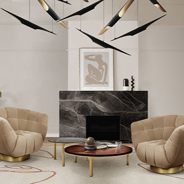 Essex Armchair; Luray Center Table, Taupe Rug