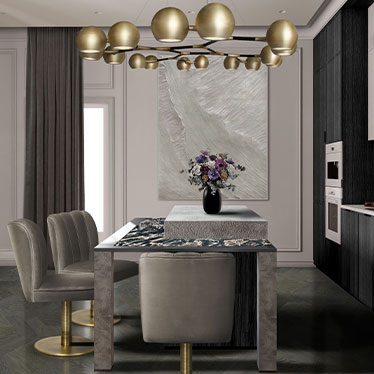 Horus Suspension Light, Dalyan II Dining Chairs